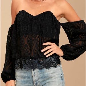 Lulu’s Like that Black Lace crop top